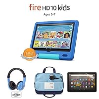 Fire HD 10 Kids tablet, 10.1” Full HD (32GB, Sky Blue) with Kids Headset + Sleeve + Screen Protector