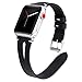 Kaome Leather Band Compatible for Apple Watch Band 40mm 38mm, Slim Elegant Strap, Women Replacement Bands for iWatch Series 5, Series 4, Series 3, Fashionable Feminine Breathable Slit Design-Black