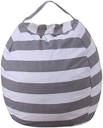 UMYMAYDO1 TOY STORAGE BEAN BAG Cover - 18" Plush Toy Clothes Quilts Organizer - Stuffed Animal Organizer - Soft & Comfy Cover that Creates Cozy Lounger (18" Gray)