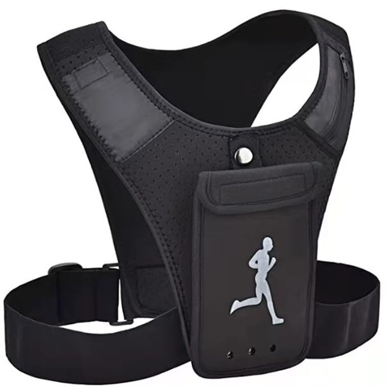 JSTHHTT Running Phone Holder Vest, Running Vest Phone Holder, Running Belt with Waterproof Adjustable Elastic Strap, Key Holder Reflective Waterproof Phone Pouch, Running Belt with Water Bottle