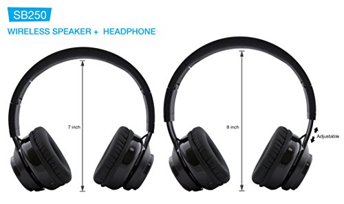SoundBot SB250 Stereo Bluetooth Wireless Speaker Headphone, Foldable Design 3.5mm AUX Audio Port (Cable Included)
