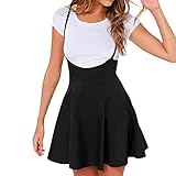 E.JAN1ST Women's Suspender Skirts Basic High Waist Versatile Flared Skater Skirt