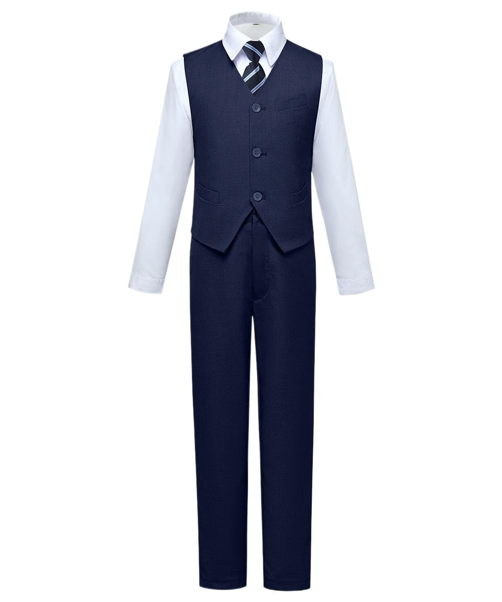 Photo 1 of ** ONLY SHIRT AND TIE ** Boys Suit,Toddler Formal Suits for Boy with Vest Pants Shirt and Tie Navy Suits Size 8