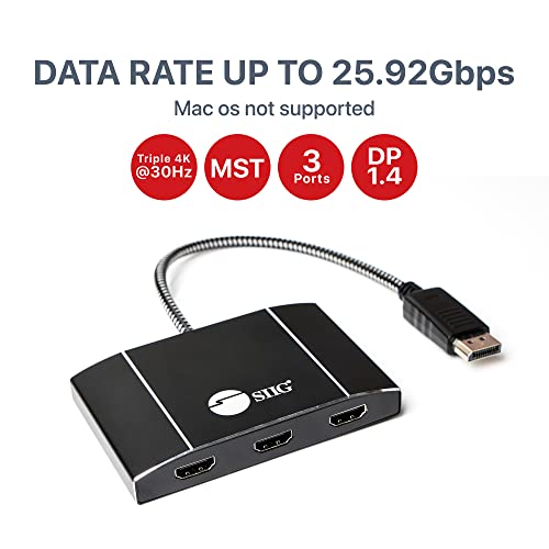 SIIG MST Hub DisplayPort to HDMI Splitter, DP 1.4 to 3X Multi Stream