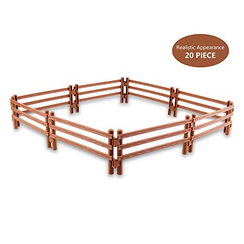 Toymany 20PCS Horse Corral Fencing Accessories Playset, Plastic Fence