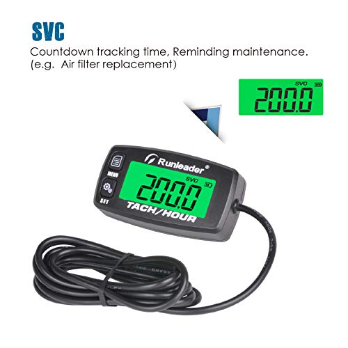 Runleader Digitale motoruurteller, onderhoudsherinnering, toerenteller voor zitgrasmaaier, tractorgenerator, marine, ATV… - Image 4