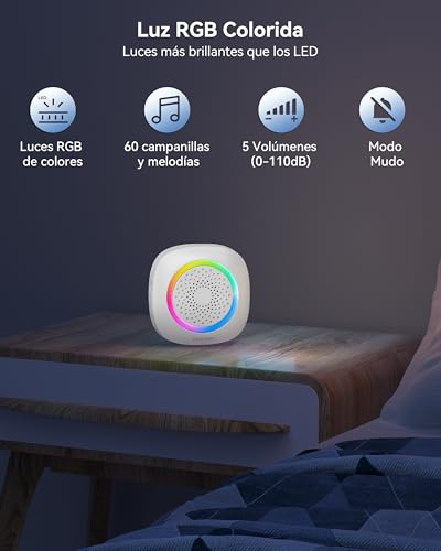 TECKNET Wireless Doorbell with Batteries, RGB Wireless Doorbell Outdoor Waterproof IP66 with 2 Receivers, 400 M Range, 5 Volume Levels and 60 Melodies for Home, Hotel, Office, Emergency etc