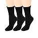 Sugar Free Sox Health & Comfort Womens Diabetic Crew Socks 3 Pack (9-11, Black)