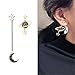 Korean Style Asymmetrical Moon and Stars Earrings Personality Earrings Gold Plated Cubic Zirconia