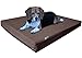 Dogbed4less Large Orthopedic Memory Foam Dog Bed for Medium to Large Dogs with Durable Waterproof Internal Case, Removable Washable Denim Cover + Bonus Pet Bed Case, 41X27X4 Fit 42X28 Dog Crate, Brown