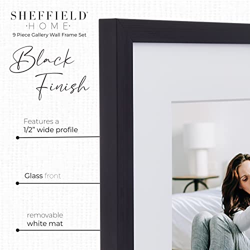 Sheffield Home 9 Piece Gallery Wall Frame Set, 11x14 in. matted to 8x10