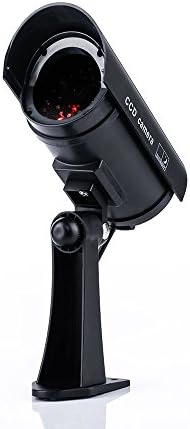 Matrixtek Dummy Fake Camera for Security Surveillance Realistic Looking CCTV Battery Operated Blinking Red Light Warning Alert Indoor Outdoor Waterproof 1 Pack Black