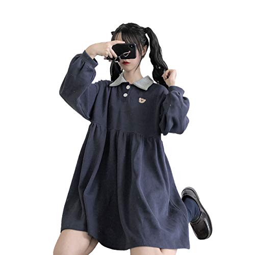 Packitcute-Ragazze-Ragazze-Carino-Vestito-Manica-Lunga-Lolita-Casual-Plus-Size-Comodi-A-Line-Abiti