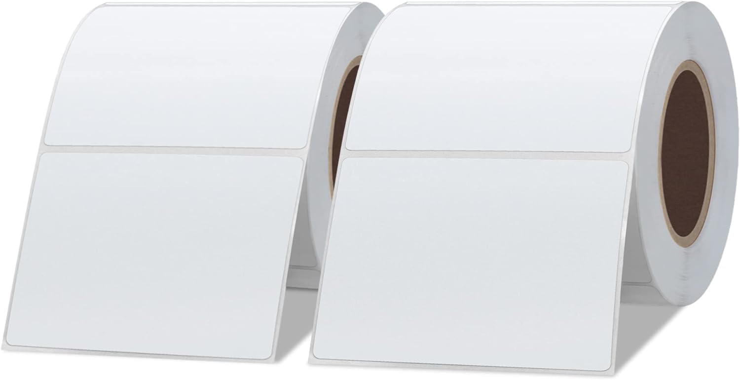 Hycodest 76x51mm Receipt Stickers Direct Thermal Printer Labels Address & Shipping Labels White 2 Rolls Total 1000 Pcs