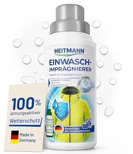 HEITMANN Imperméabilisant de lavage | Protection respirante contre les intempéries pour vêtements de plein air et de sport, sacs à dos, tentes et chaussures | Réactivation de la fonction membrane |