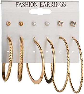 Clearance! Dainty Crystal Pearl Big Hoop Earring Sets Ball Ear Stud Jewelry Gift For Women Girls, Hypoallergenic