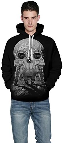 Fengtre Unisex Casual Active Realistic 3d Simulation Printed Kangaroo Pocked Drawstring Hooded Sweatshirt Tops