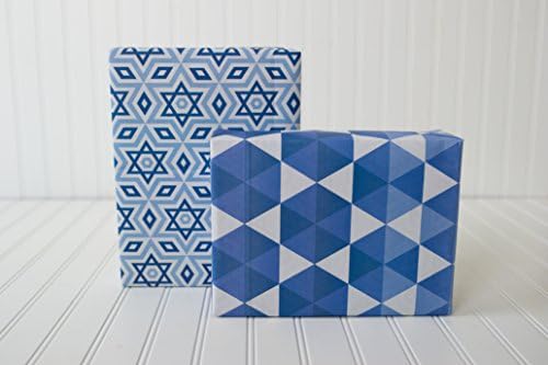 Hanukkah Textiles (6 Sheet Value Pack) - Eco-Friendly Chanukah Wrapping Paper - Reversible - Gift Wrap by Wrappily