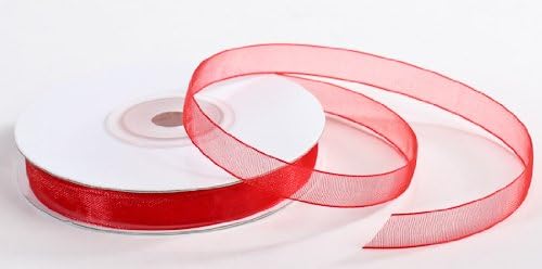 150 Yards of Elegant Light and Sheer Red Organza Ribbon- 3/8" Wide for Crafting, Embellishing and Decorating