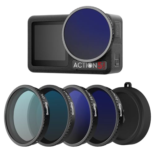 SMALLRIG ND Filter Kit for DJI Osmo Action 5 Pro/Action 4, 5 Pack CPL FS ND8 ND16 ND32 Polarizing Neutral Density Filter Clip On Silicone Lens Protector - 5411