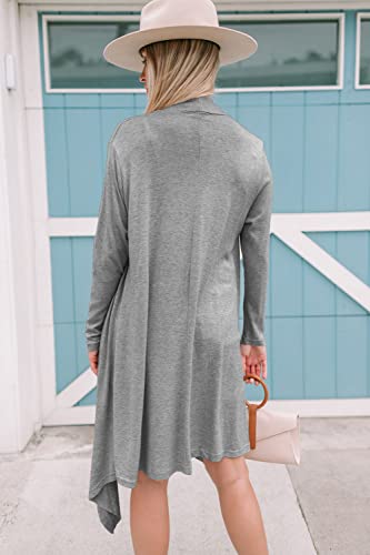 PRETTYGARDEN WOMEN’S SPRING 2023 OPEN FRONT CARDIGAN CASUAL LONG SLEEVE LIGHTWEIGHT COATS FASHION FLOWY TOPS BLOUSE (LIGHT GREY,SMALL)