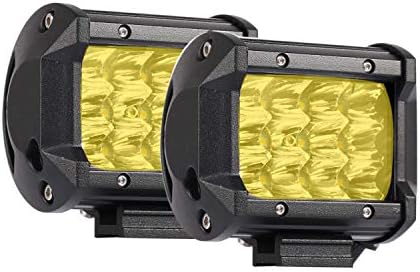 SKYWORLD LED Light Bar, 2pcs 4 inch 36W Triple Row 7D Yellow Amber Spot Light Off Road Work Driving Fog Lights for Polaris Rzr Car ATV UTV SUV Truck Boat
