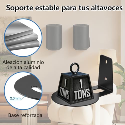 LCNBNM Soportes de Altavoz para Sonos Era 100, Paquete de 2, aleación de Aluminio, Perfil bajo, Compatible con Altavoces Sonos ERA 100, Completo con Todos los Accesorios de fijación (Negro)