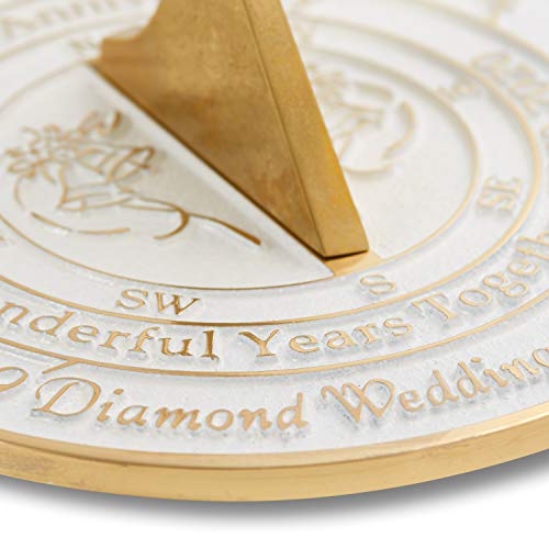 The Metal Foundry 60th Diamond 2020 Wedding Anniversary Sundial Gift. Solid Recycled Brass Gift Idea is A Great Present for Him, Her, Parents, Grandparents Or Couple for 60 Years Marriage