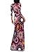 Vivicastle Women's Printed V-Neck 3/4 Sleeve Faux Wrap Waist Tie Long Maxi Dress (Large, H41, Magenta)