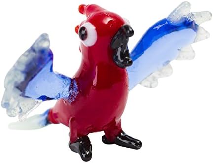 Tynies Handmade Glass Figurine with Collector's Frame - Pery Parrot - Red1.9" x 1.6" x 1.2"