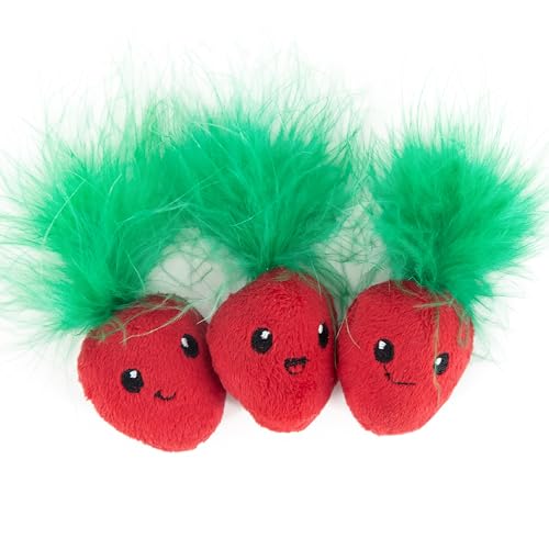 Catstages Strawbabies 3-Pack Catnip Cat Toys for Dental Health, Feather & Crink…