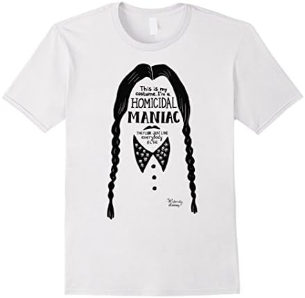 Mens Halloween costume T-shirt Wednesday Addams 2XL White