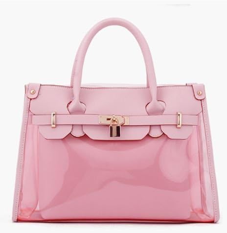 Amazon クリアバッグ ケリーバッグ風 ショルダーバッグ付 ピンク Neustadt ノイシュタット ハンドバッグ