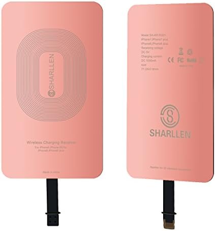 iPhone Qi Wireless Charger Receiver, sharllen Universal Ultra Thin Charging Adapter Receptor Receiver Patch Module Chip for iPhone 7 7Plus, iPhone 6 6Plus, iPhone 5 5s 5c SE - Rose Gold