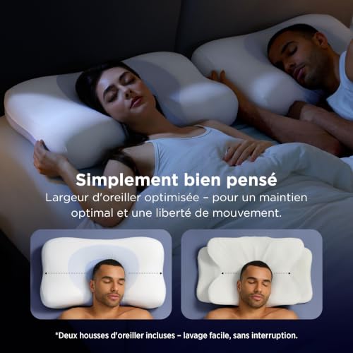 Bedsure Oreiller en Mousse à mémoire de Forme - en Forme de O - avec Housse de Coussin Respirante Q-Max 0,508 - Rebond Rapide - Cadeau pour Les Personnes Dormant sur Le côté et Le Dos - 66 x 38 cm