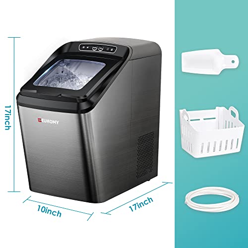 EUHOMY Nugget Ice Maker Countertop, 30lbs/Day, 2 Way Water Refill, Self