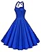 Anni Coco Women's Halter Polka Dots 1950s Vintage Swing Tea Dress - Small - 2nd - Royal Blue