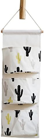 Orino 3 Pockets Wall Mounted Storage Bag Over The Door Storage Pockets Wall Door Closet Hanging Organizers for Bedroom, Kitchen, Office, Washroom (Cactus)