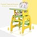 Costzon Baby High Chair, 3 in 1 Convertible Play Table Set, Booster Rocking Seat with Removable Feeding Tray, 5-Point Harness, Lockable Wheels (Yellow)