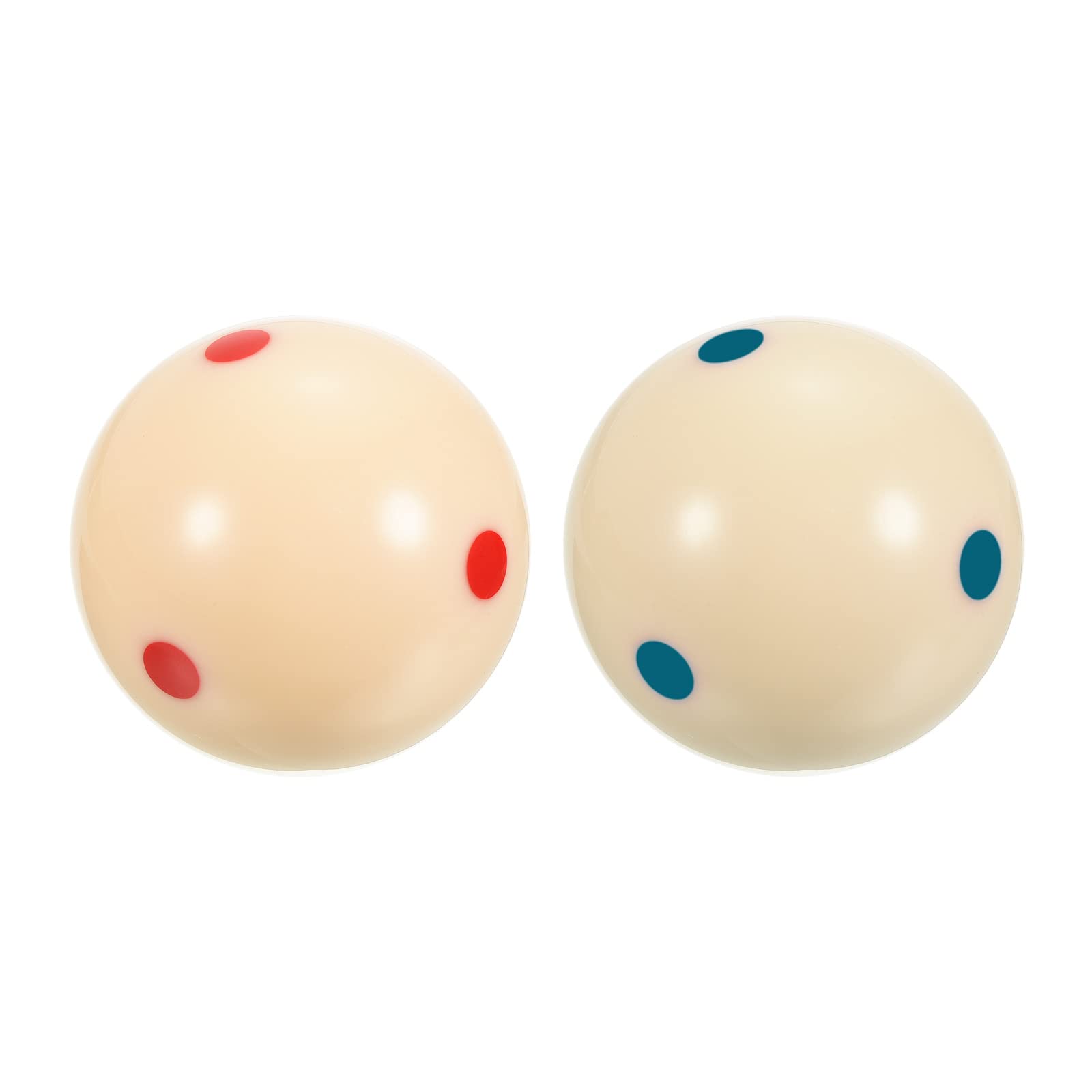 PATIKIL 2-1/4" Pool-Billiard Cue Ball with Red/Blue 6 Dots, 2 Pack Pro Cup Cue Ball Practice Training Pool Ball for Billiard Room Game Room, Beige — image 1