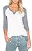 Meaneor Women's V Neck Contrast Color Loose Fit Long Sleeve T-Shirt Blouse Tops