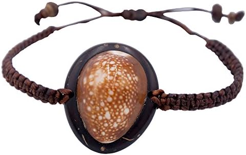 Infinity Sacred Cowrie Shell Bracelet (Bia Kae Shell Bracelet) woven with wax cord ethnic handmade for Men, Women, Boy, girl