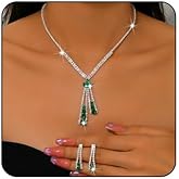 Bestleey Prom Wedding Jewelry Set for Women Sparkling Rhinestone Earrings Necklace Set Elegant Crystal Earrings Necklace Sets Bridal Wedding Prom Party Costume Jewelry for Women