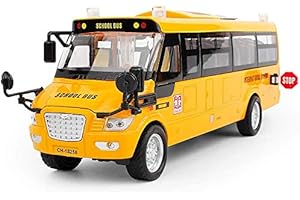 LYNKAYE 9" Yellow School Bus Large Pull Back Alloy Diecast Metal School Bus Model with Openable Doors and Get on/Off Bus Sound for Gift,Cake Topper,Home Decor