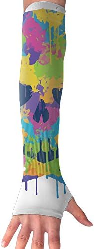 HBSUN FL Unisex Colorful Skull Graffiti Anti-UV Cuff Sunscreen Glove Outdoor Sport Riding Bicycles Half Refers Arm Sleeves