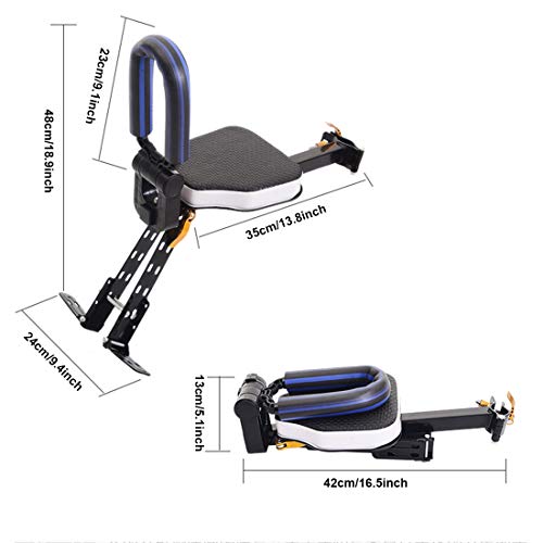 Together-life Child Bike Seats Front Mount Kids Bike Safety Seat with Armrest and Pedal Bicycle Front Seat Saddle Cushion - Thumbnail 5