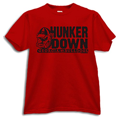 University of Georgia Bulldogs UGA Hunker Down Short Sleeve T-Shirt (Red, S)