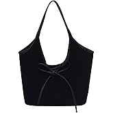 JOLILUNA Bow Suede Tote Bag for Women - Brown Burgundy Work Hobo Handbags with Bow