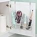 mDesign Metal Bathroom Storage Tool Organizer Accessory Basket Tray - Hang Over Cabinet Door - Storage for Hair Dryer, Straightener, Curling Iron & Hair Styling Products - Concerto Collection - Satin