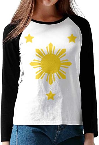 Philippines Pride Star Flag Sun Raglan Long Sleeve T-Shirt Top Womens